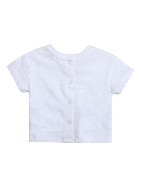 Infants White Printed T- Shirt with Short Pants image number 1